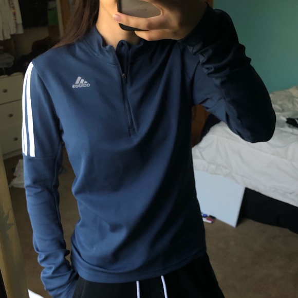 ADIDAS Navy Quarter Zip Training Top:) - Picture 2 of 3